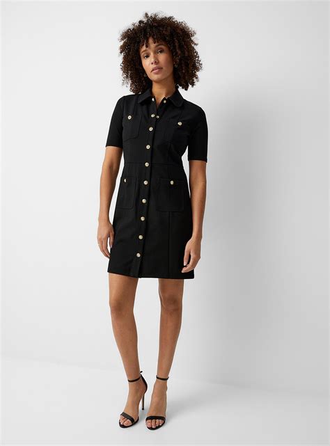 michael kors dress black gold|Michael Kors golden button dress.